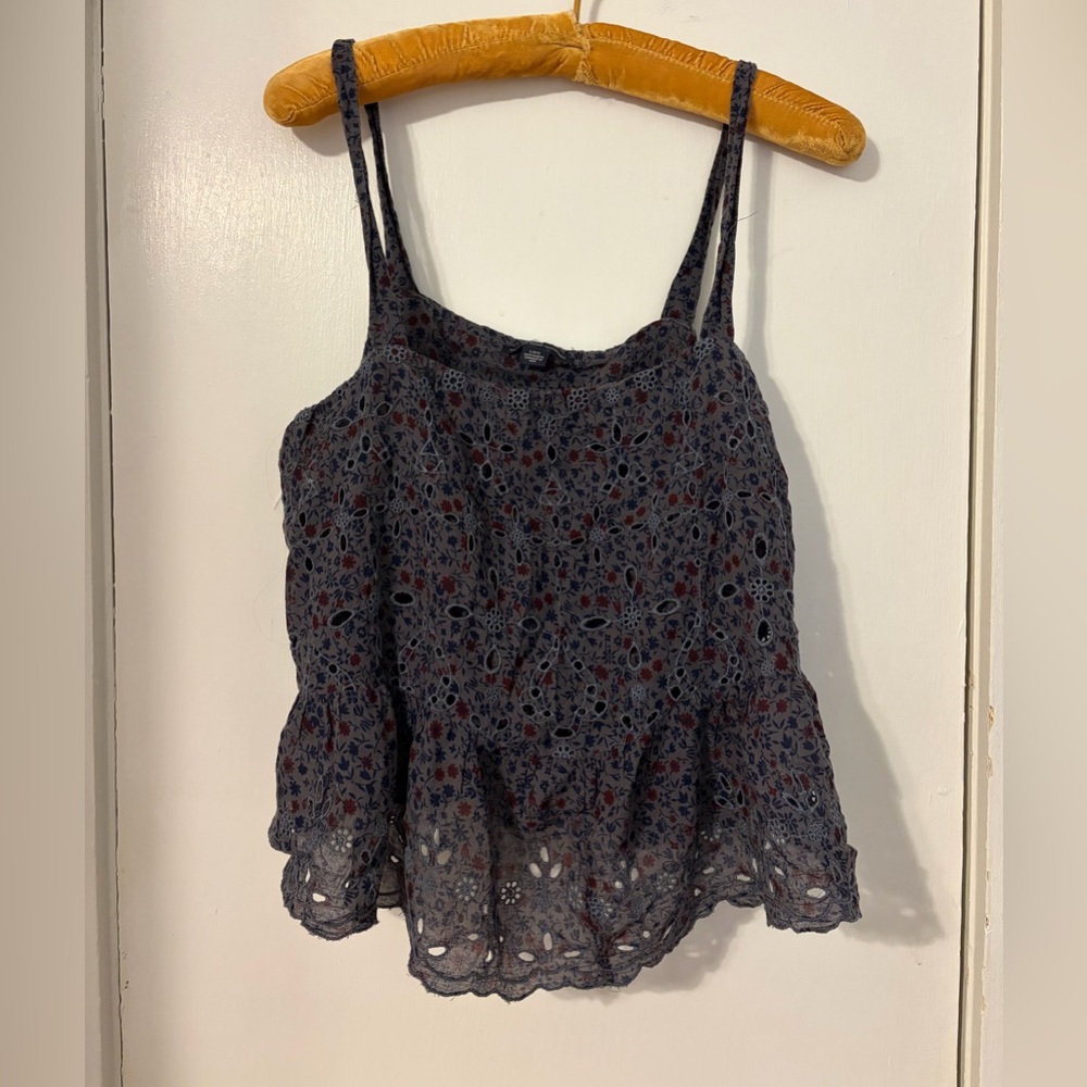 American Eagle Outfitters Navy Floral Eyelet Camisole